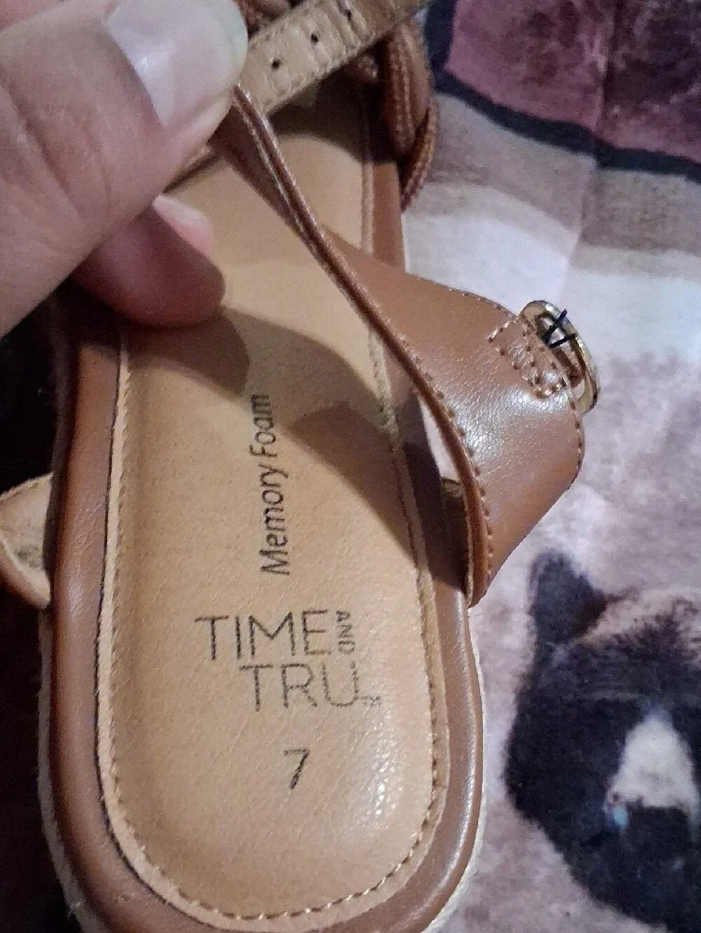 Time and Tru Braided Tan Wedge Sandals